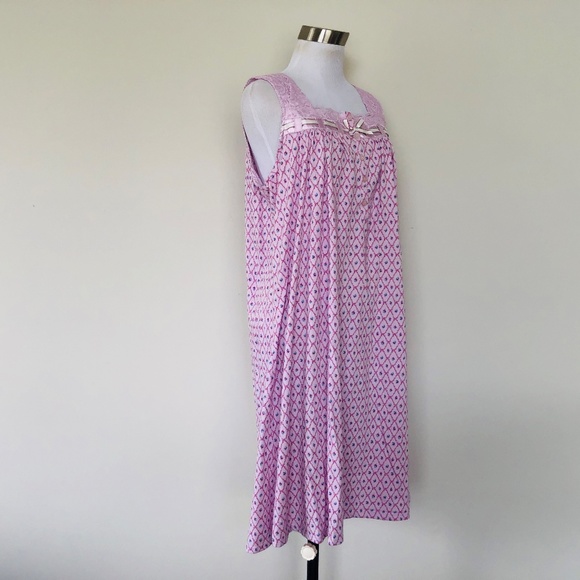 Nightgown Pullover Sleeveless SECRET TREASURES Pink Floral Square Neck - Picture 7 of 9